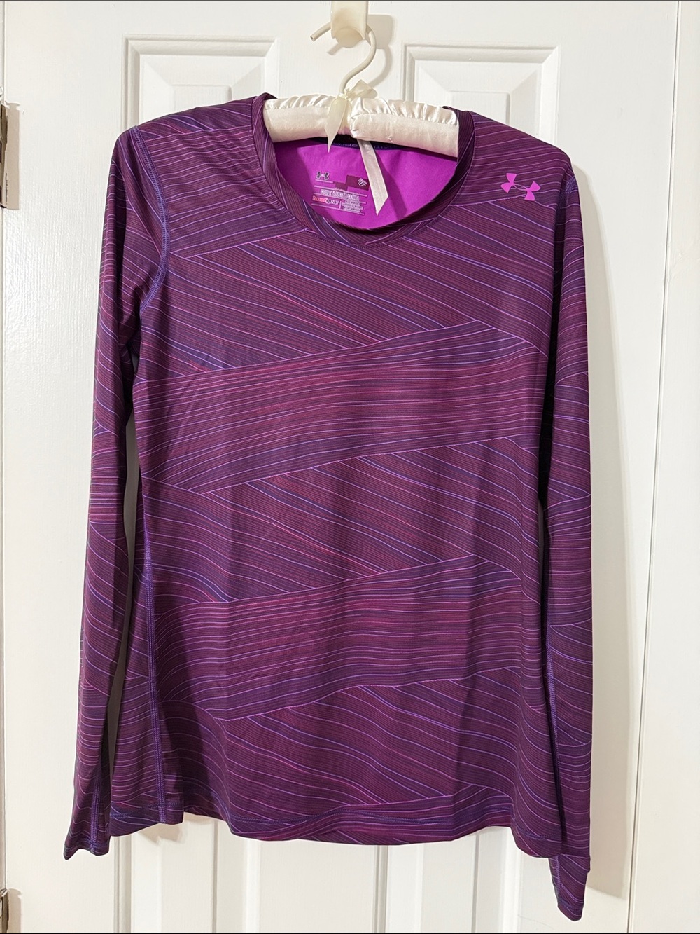 Under Armour Women's Plum Striped Long-Sleeve Performance Tee
